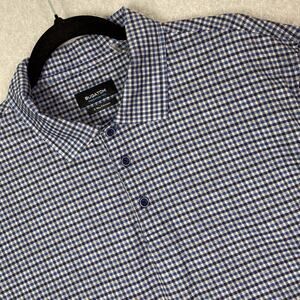 Bugatchi Polo Shirt Mens XL 8 Way Stretch OoohCotton Tech Gingham